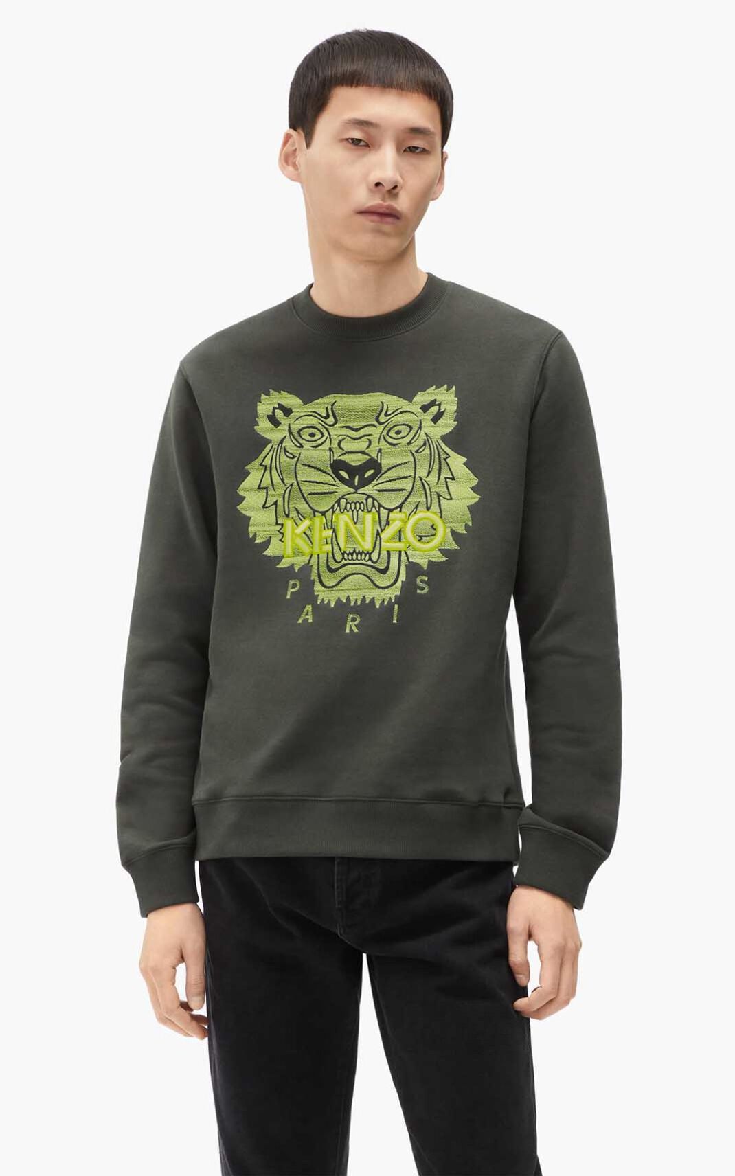 Kenzo Tiger Dukserice Muške - Tamno Kaki Boja - Hrvatska LVQEJZ654